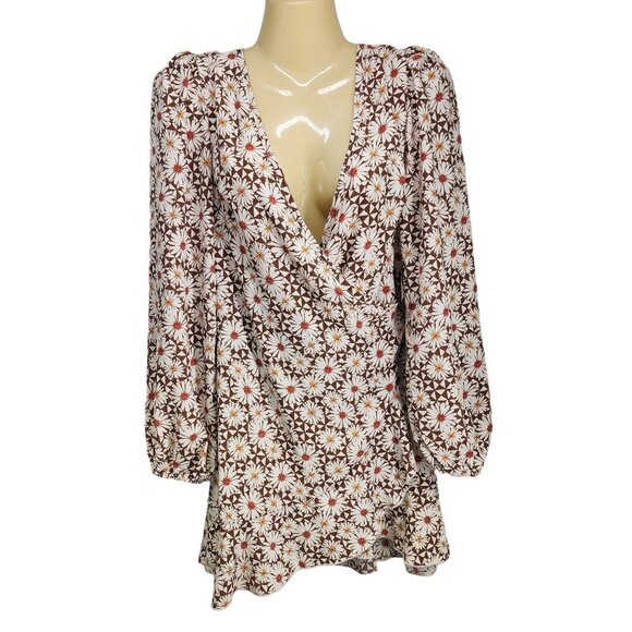 Altar'd State Mini Dress Daisy Floral Romantic Wrap Ruffle Women's Size S NEW - Picture 11 of 11